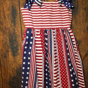 Bonnie Jean Red and White Pleated Sundress Sleeveless Halter